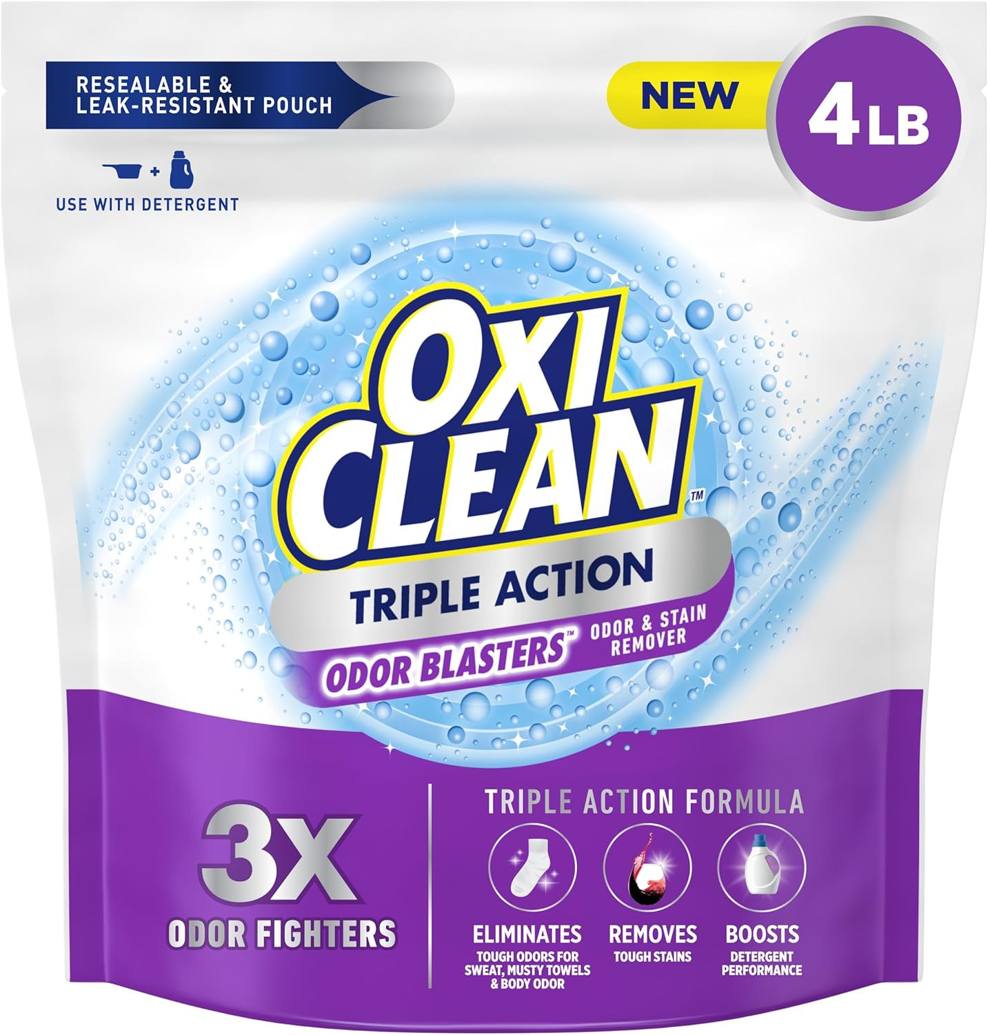 OxiClean Triple Action Odor Blasters and Stain Remover Powder, 4 lbs | Amazon (US)