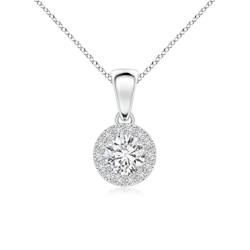 Prong-Set Round Diamond Halo Pendant | Angara Inc.