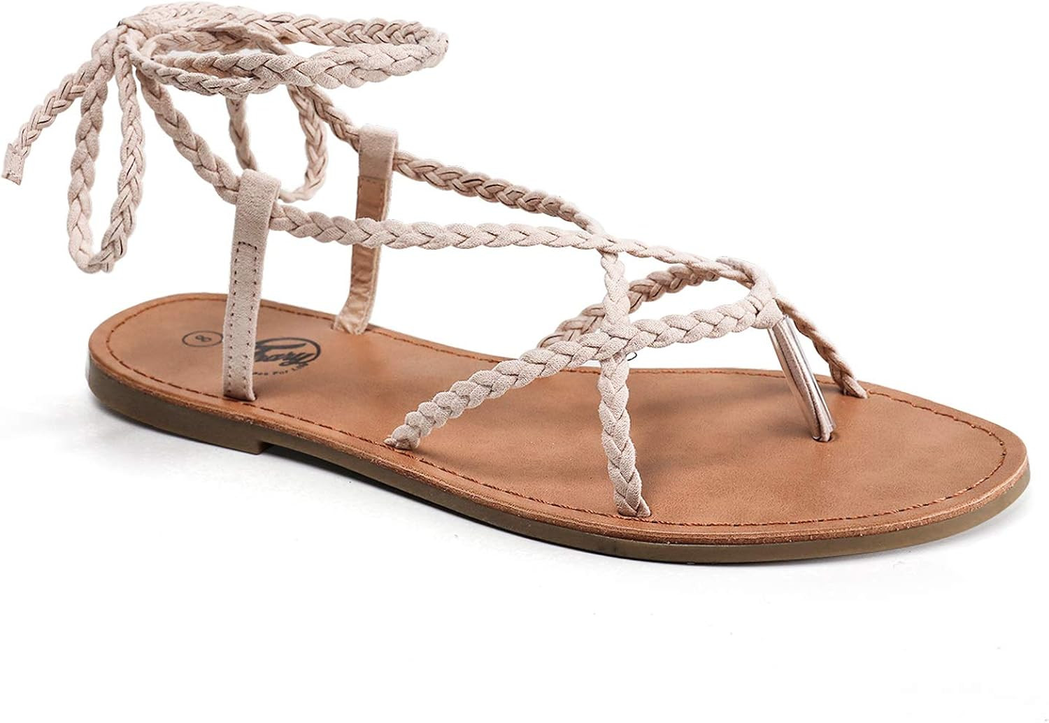 Trary Braided Lace Up and Gladiator Flat Sandals for Women | Amazon (US)