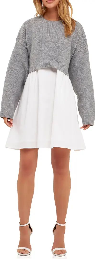 Sweater with Poplin Minidress | Nordstrom