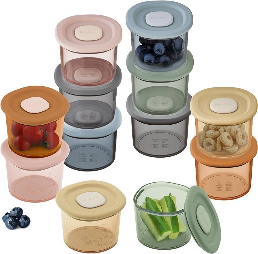 Moonkie Silicone Baby Food Containers,12 Pack, 4 oz Baby Food Storage Jars with Airtight Lids, Reusa | Amazon (US)