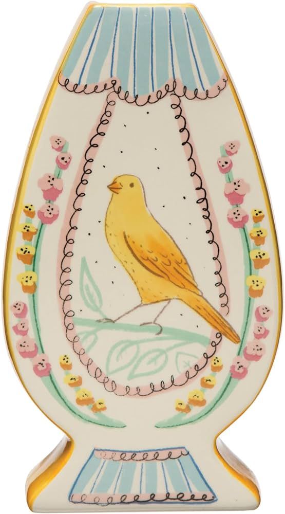 Creative Co-Op Ceramic Painted Bird Designs, Multicolor Vase, Multi | Amazon (US)