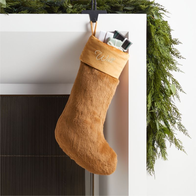 Brulee Brown Faux Fur Christmas Stocking + Reviews | Crate & Barrel | Crate & Barrel