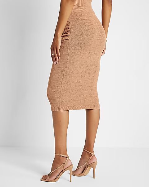 High Waisted Ruched Side Midi Sweater Skirt | Express