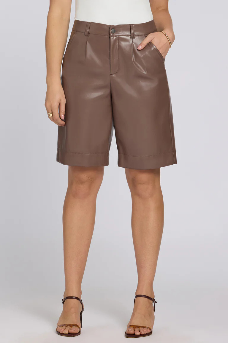 Vegan Stretch Leather Relaxed Bermuda Shorts | NYDJ