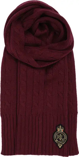 Lauren Ralph Lauren Cable Crest Patch Scarf | Nordstrom | Nordstrom