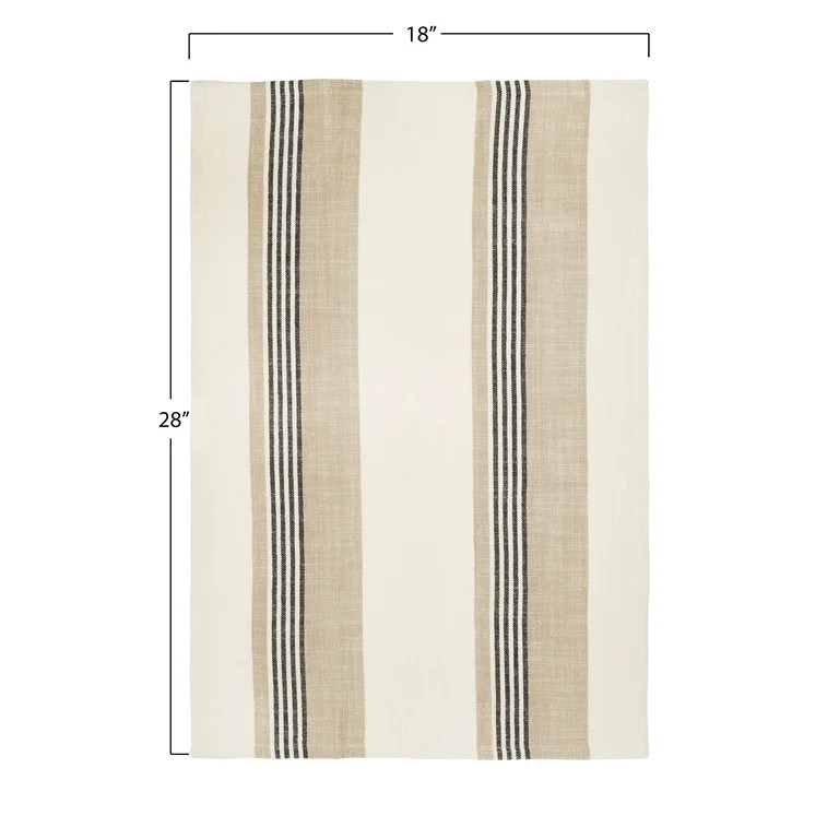 Creative Co-Op Tan & Grey Striped Cotton Tea Towels (Set of 3 Pieces) - Walmart.com | Walmart (US)