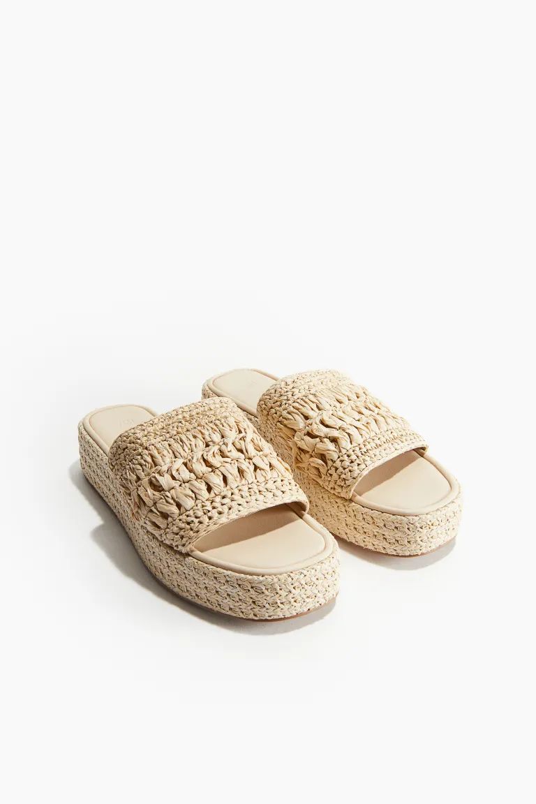 Platform espadrille sandals - No heel - Light beige - Ladies | H&M GB | H&M (UK, MY, IN, SG, PH, TW, HK)