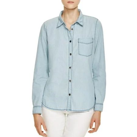 Sanctuary Womens Chambray Tailored Button-Down Top Blue L | Walmart (US)