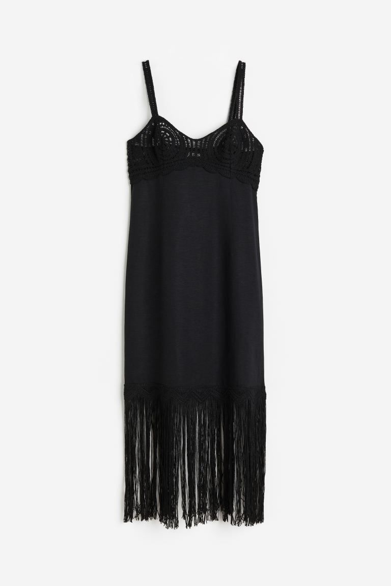 Linen-blend Dress with Fringe | H&M (US)
