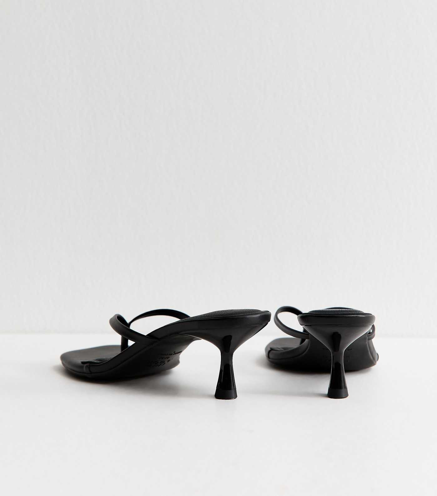 Black Faux Leather Toe Post Mules | New Look | New Look (UK)