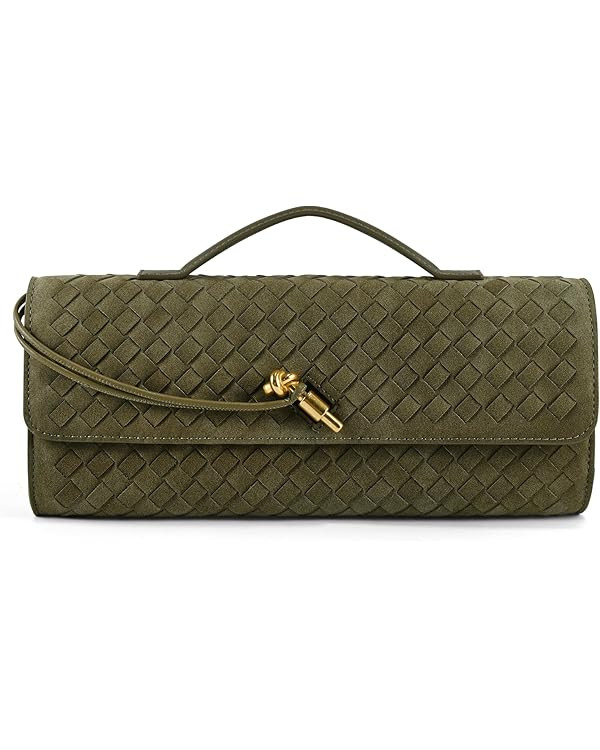 Woven Clutch Purses for Women, Formal Satchel Leather Evening Bag Shoulder Handbag | Amazon (US)