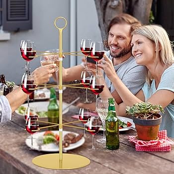 Cocktail Tree Stand - 3 Tier - 12 Holders, Wine Glass Holder, Champagne Tower for Martini, Margar... | Amazon (US)