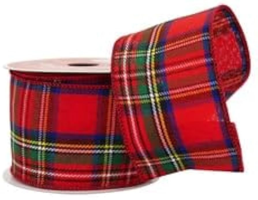 2.5" x 20ft. Red Tartan Wired Ribbon by Celebrate It® - Holiday and Christmas Ribbon, Bows for C... | Amazon (US)