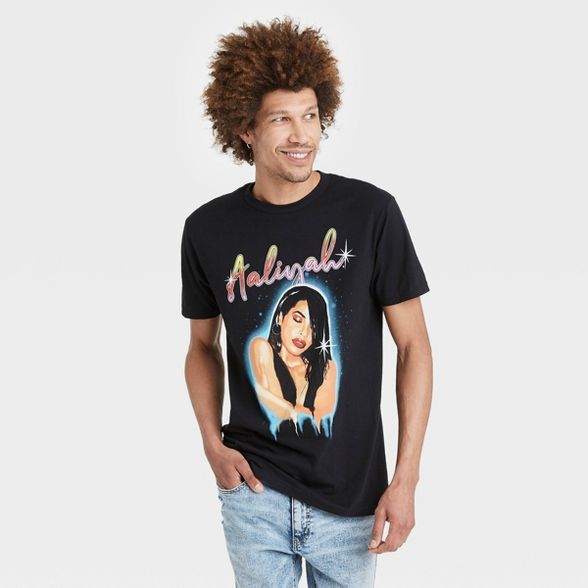 Men's Aaliyah Graffiti Short Sleeve Crewneck T-Shirt - Black | Target