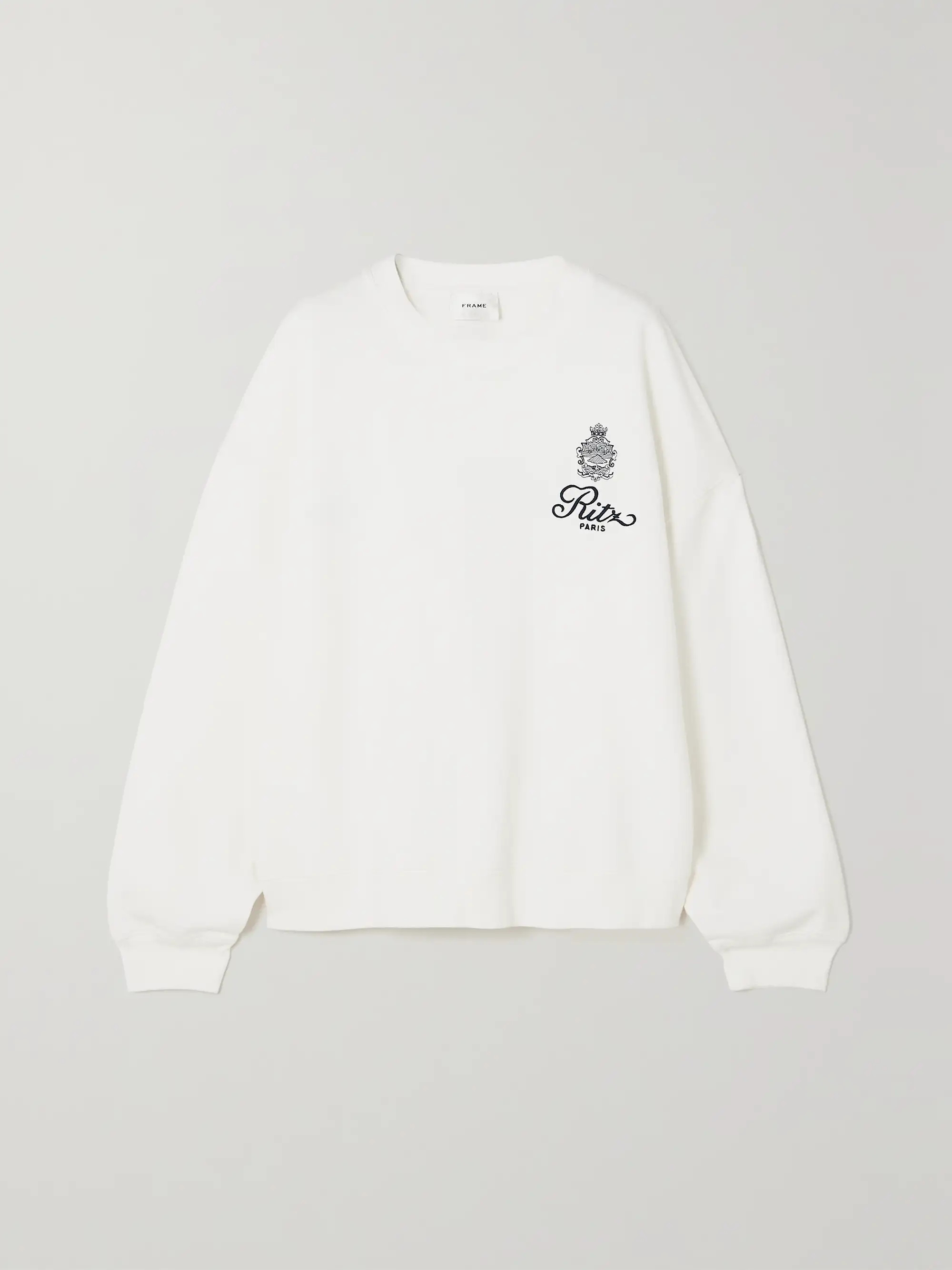 FRAME + Ritz Paris embroidered cotton-jersey sweatshirt | NET-A-PORTER | NET-A-PORTER (US)