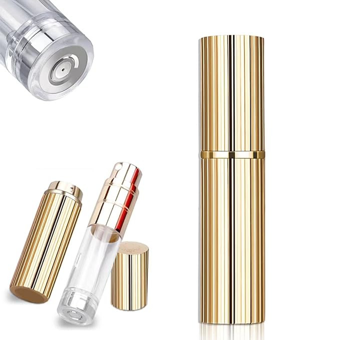 BRILIFLED Travel Atomizer Mini Refillable Empty Spray Perfume Bottle 5ml Grey & Gold Portable TSA... | Amazon (US)