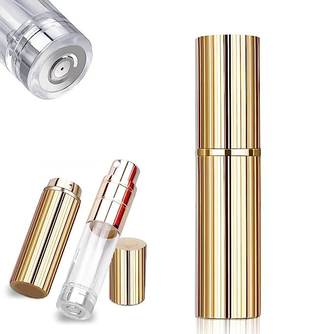 BRILIFLED Travel Atomizer Mini Refillable Empty Spray Perfume Bottle 5ml Grey & Gold Portable TSA... | Amazon (US)