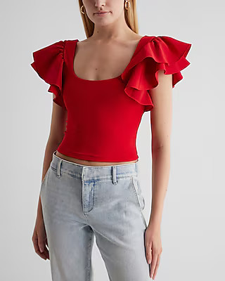 Body Contour High Compression Flutter Sleeve Tee | Express