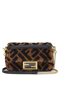 FWRD Renew Fendi Mini Zucca Baguette Chain Shoulder Bag in Brown from Revolve.com | Revolve Clothing (Global)