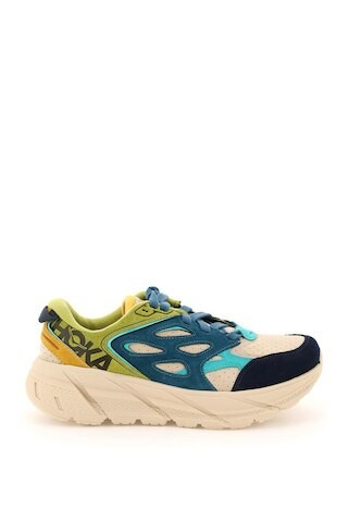 HOKA CLIFTON L SUEDE SNEAKERS 9 Beige, Blue, Green Leather | Residenza725 US