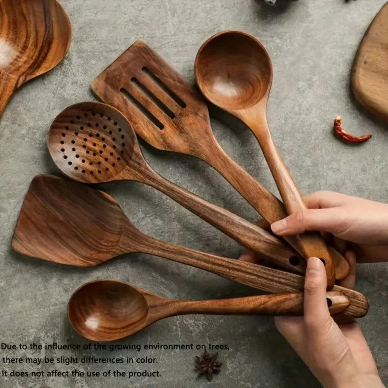 Heather Rae 5 Pieces Wooden Kitchen Utensil Set, Wooden Spoon For Cooking, Wooden Cooking Utensil... | Walmart (US)