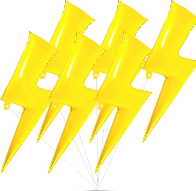 Set of 6 Yellow Lightning Bolt Foil Party Balloons 45 Inch Yellow Flash Balloons for Party Mylar ... | Amazon (US)