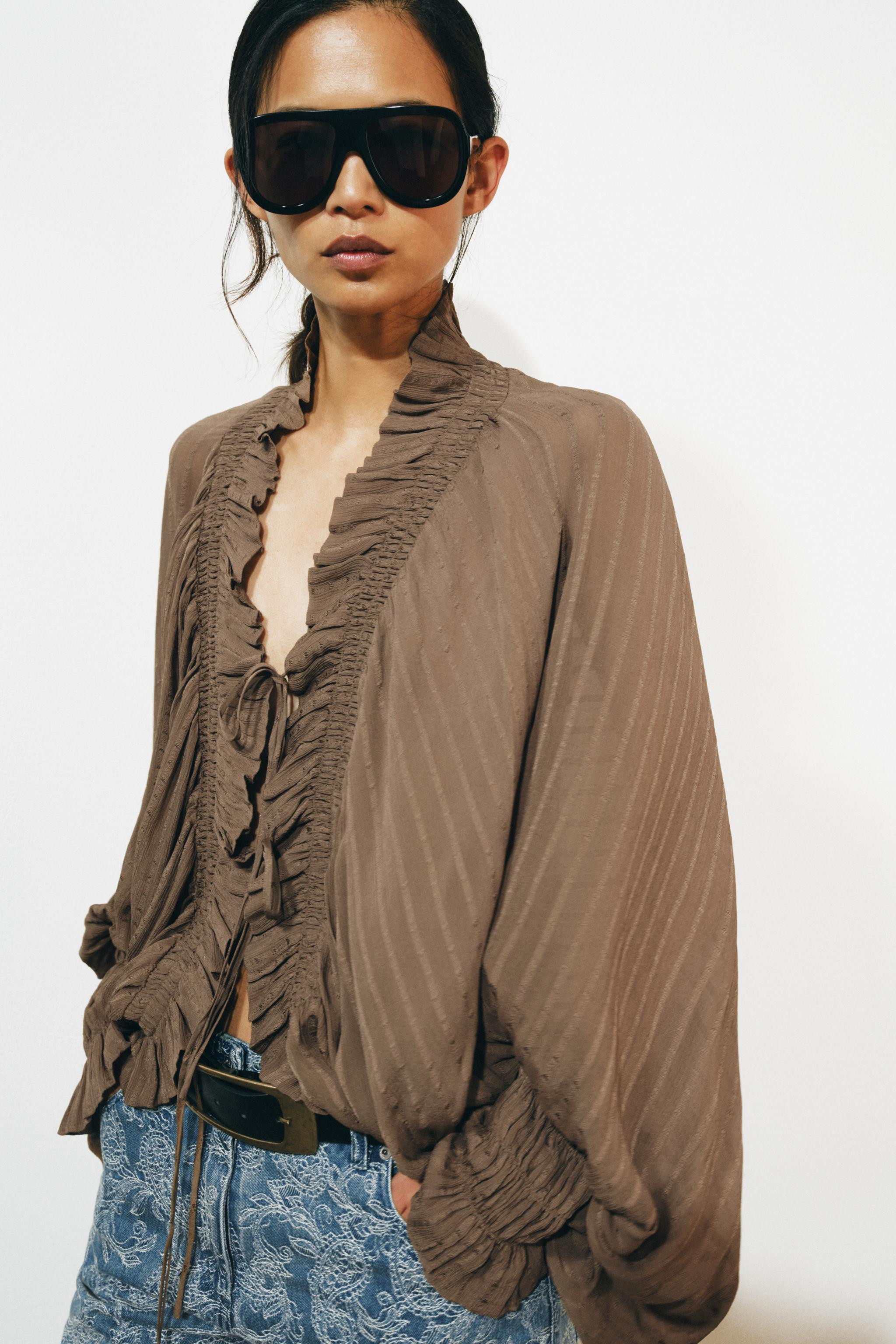 ZW COLLECTION RUCHED BLOUSE | Zara US
