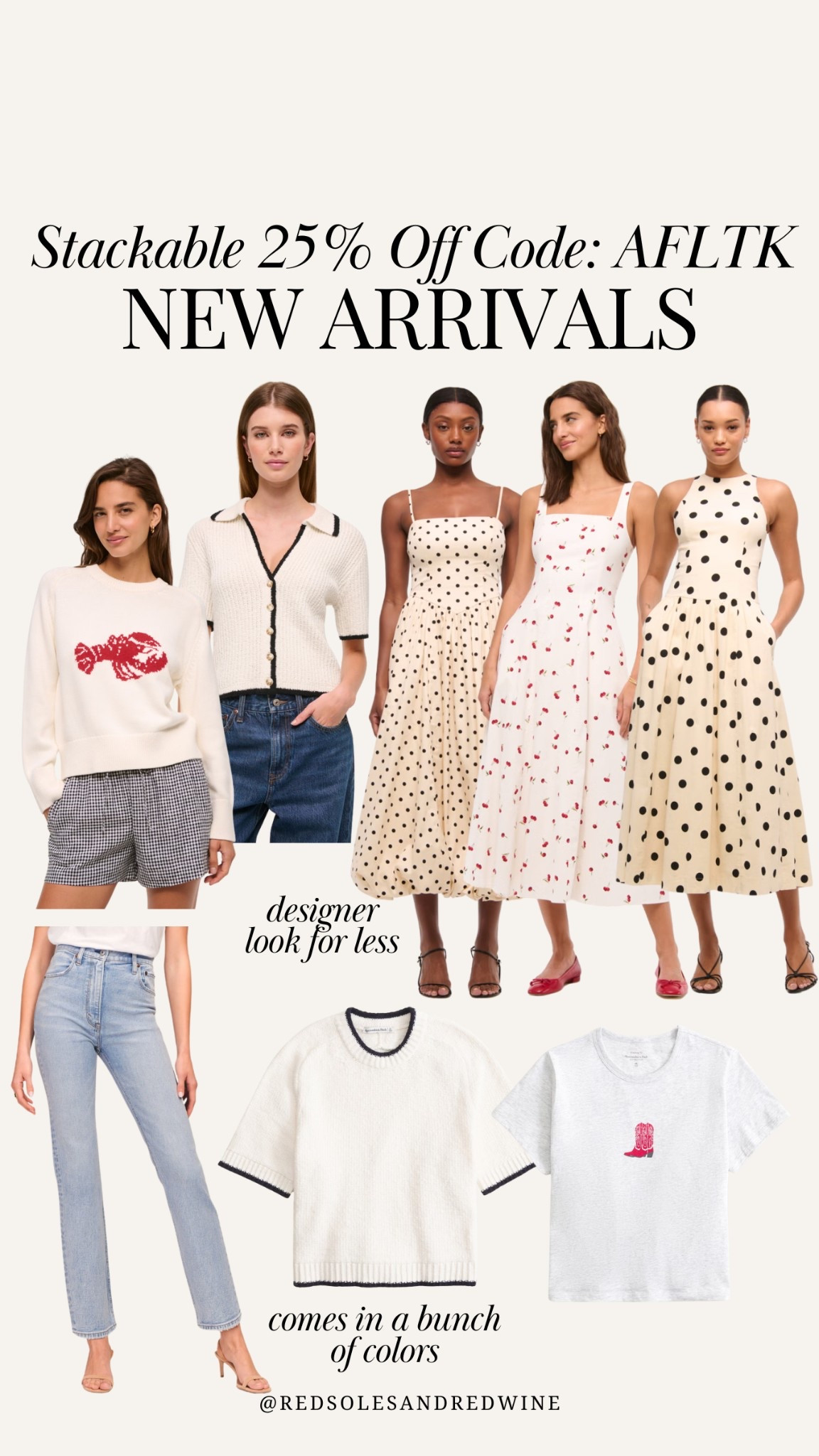 Abercrombie new arrivals plus a STACKABLE 25% off code: AFLTK

Spring abercombie styles I love, polka dot dress, cherry dress, lobster sweater, old money tops, old money style, quiet luxury outfits, white outfit, spring top, abercrombie denim 

 

#LTKSpringSale #LTKSaleAlert