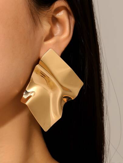   Shiny Gold Fashion Earrings | SHEIN