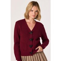 ASTR the Label | Embellished Bow Button Cardigan in Burgundy | Size XS | ASTR The Label (US)