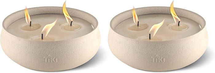 Citronella Candle 2-Pack – 7-Inch White Wax Bowl with Concrete Finish – Outdoor Decorative Ca... | Amazon (US)