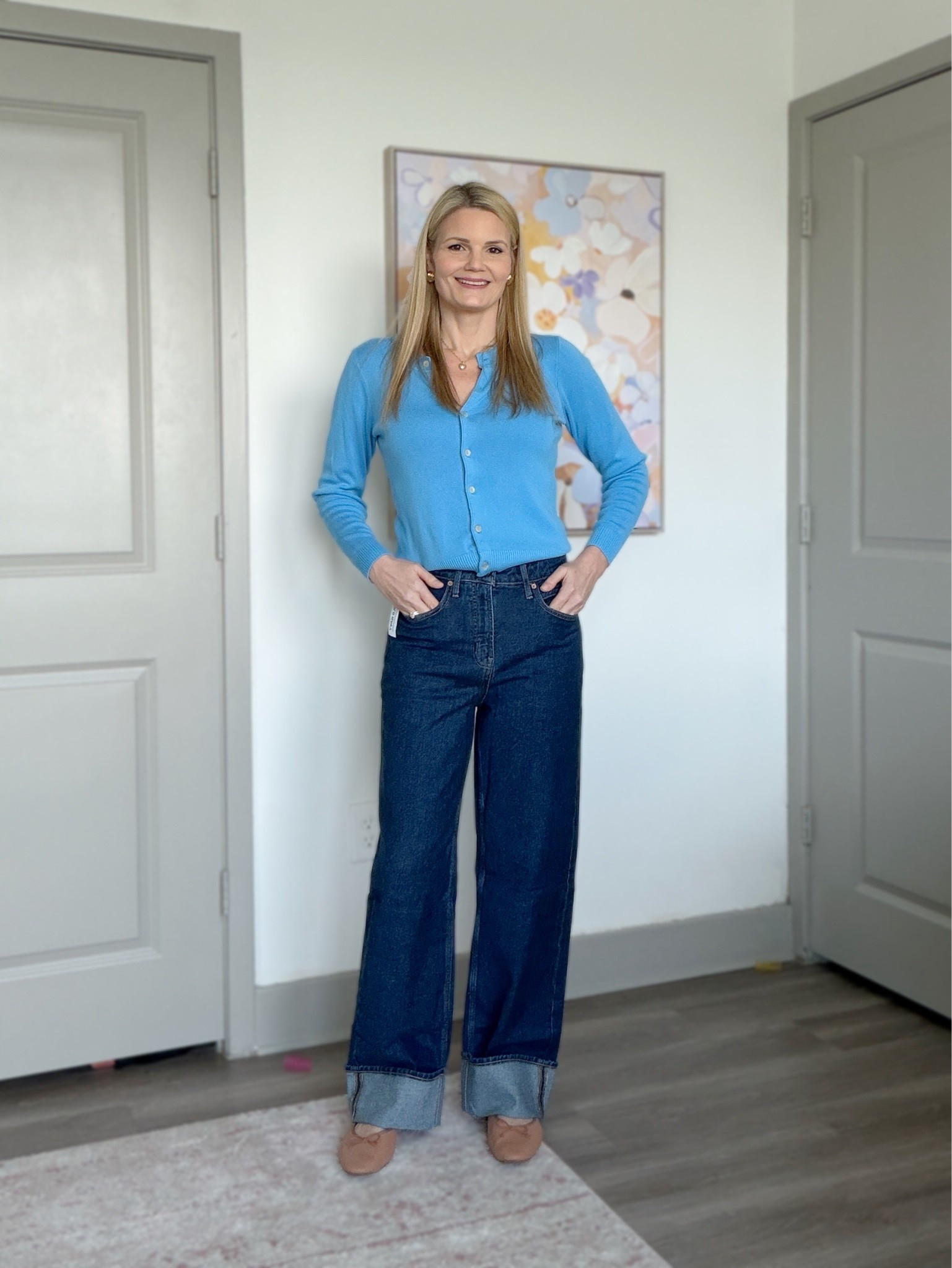 Old Navy high rise wide leg cuffed jeans. I sized down.

#LTKootd #LTKSaleAlert #LTKTall