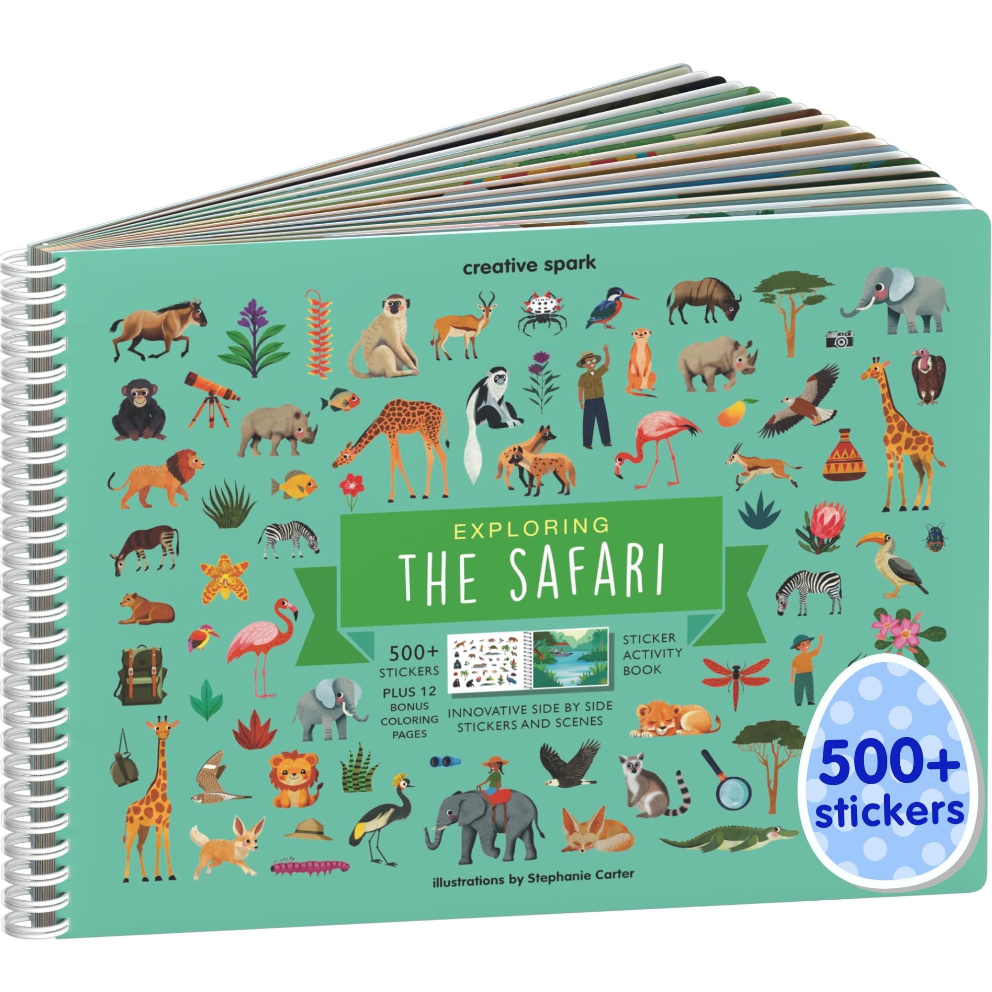 Cupkin Safari Animal Sticker Book Activity for Kids, Toddler Airplane Travel Essentials, 500+ Sti... | Amazon (US)