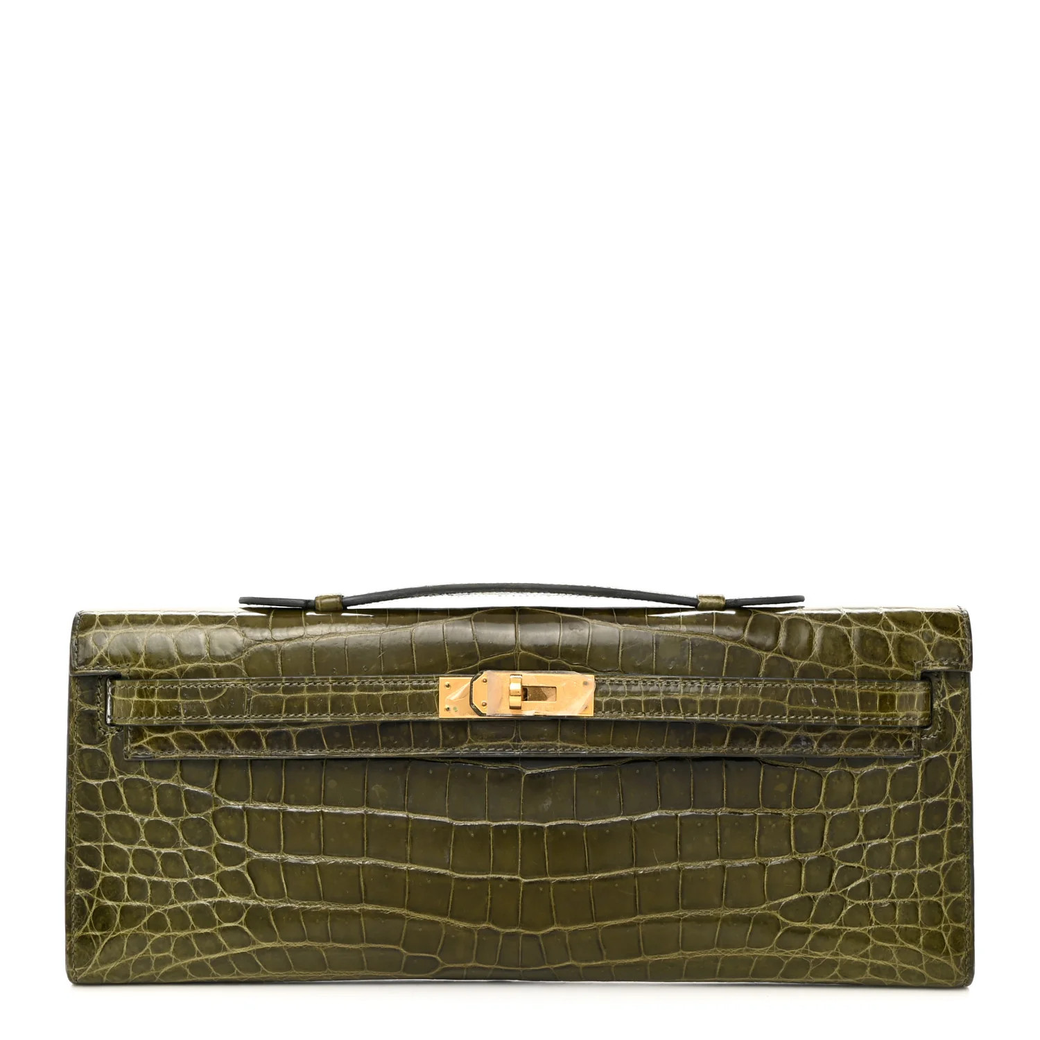Shiny Niloticus Crocodile Kelly Cut Pochette Vert Veronese | FASHIONPHILE (US)