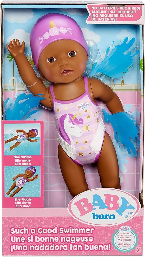 Baby Born Such A Good Swimmer Doll 3 Years & Up - Easy for Small Hands- Includes Cute Unicorn Bat... | Amazon (US)