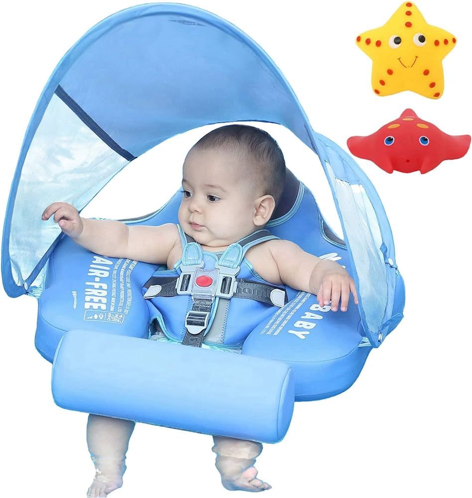 Mambobaby Non Inflatable Newest Size Improved Add Tail Avoid Flip Over Baby Pool Float with Canop... | Amazon (US)