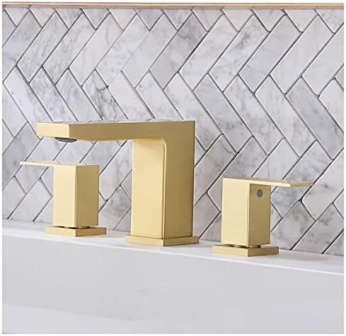 VCCUCINE Gold Bathroom Faucet, Modern 3 Holes 2 Handles Widespread Bathroom Faucet, Brushed Gold 8 I | Amazon (US)