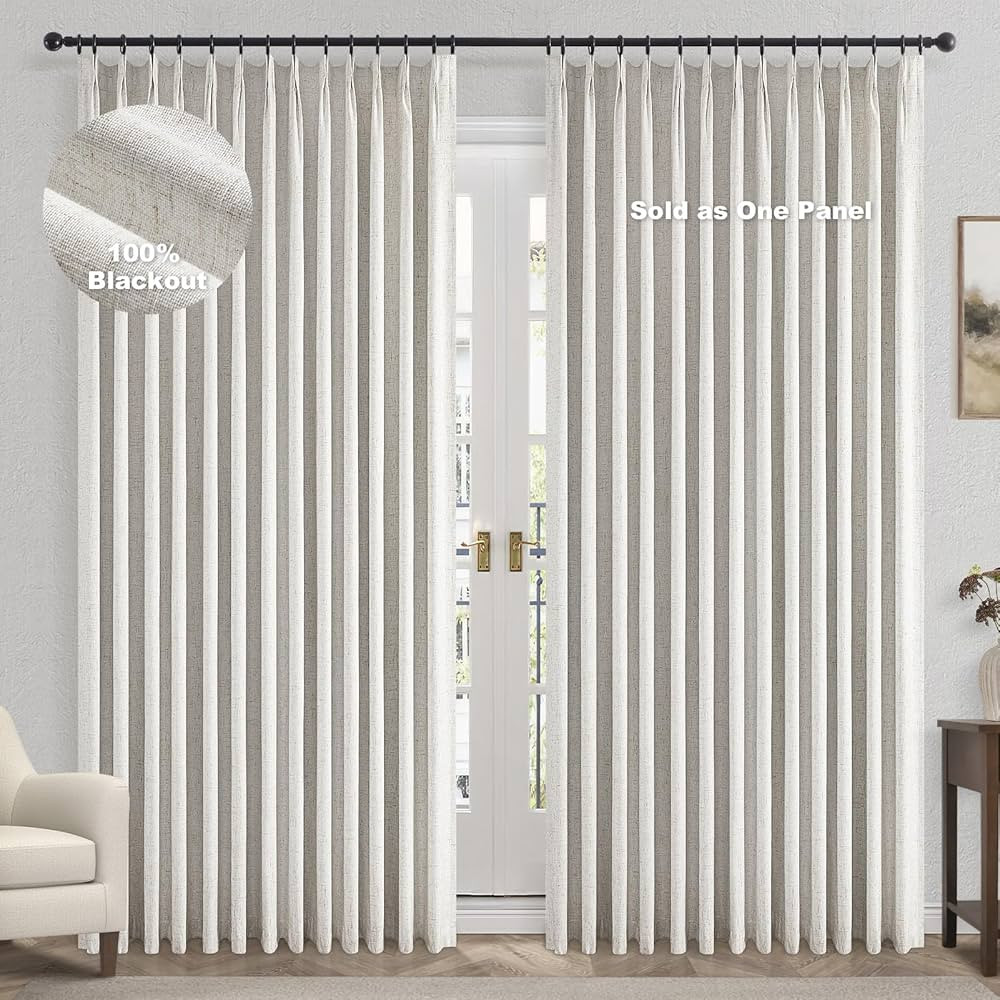 Topfinel Extral Wide Curtains, Pinch Pleated 100% Blackout Linen Drapery Panels with Hooks, Pinch... | Amazon (US)