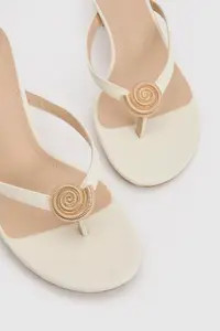 White Shell Trim Toe Post Heeled Mules | Boohoo | Boohoo.com (UK & IE)