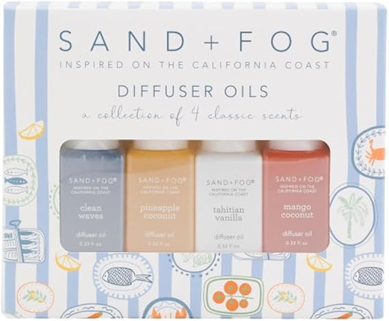 Sand + Fog Diffuser Oils Gift Set, 4 Pack, 0.33 fl oz Each (Clean Waves, Pineapple Coconut, Tahit... | Amazon (US)