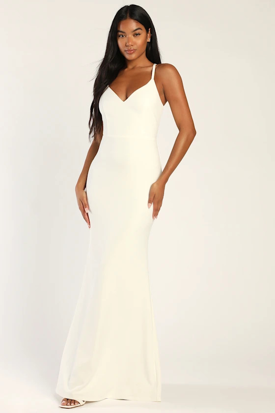 Moments Of Bliss White Backless Mermaid Maxi Dress | Lulus (US)