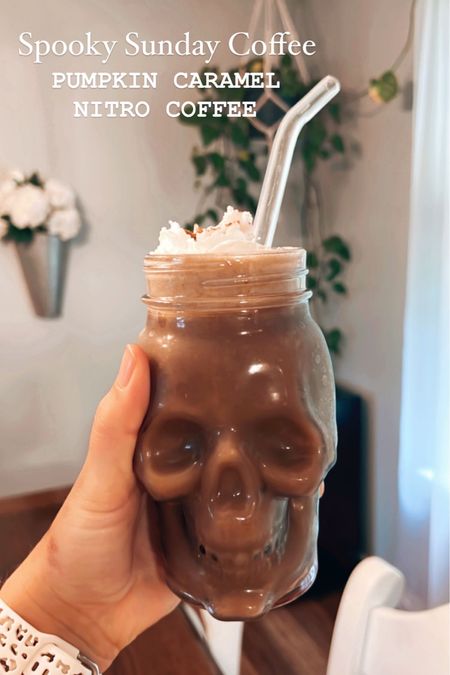 Halloween Spooky Skull Iced Coffee Mug 💀☕️ 
#skullmug #skullcup #spookyseason #cups #glassware #glassstraws #pumpkinspice #psl #halloween 


#LTKSeasonal #LTKHalloween #LTKunder50