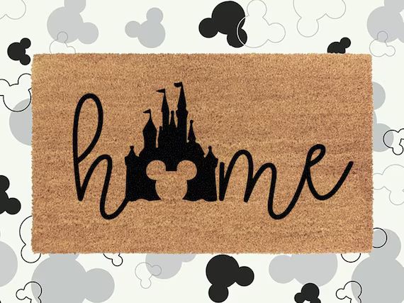 Disney Home Doormat With Castle - Disneyland - Disneyworld - Mickey Head - Welcome Door Mat - Hou... | Etsy (US)