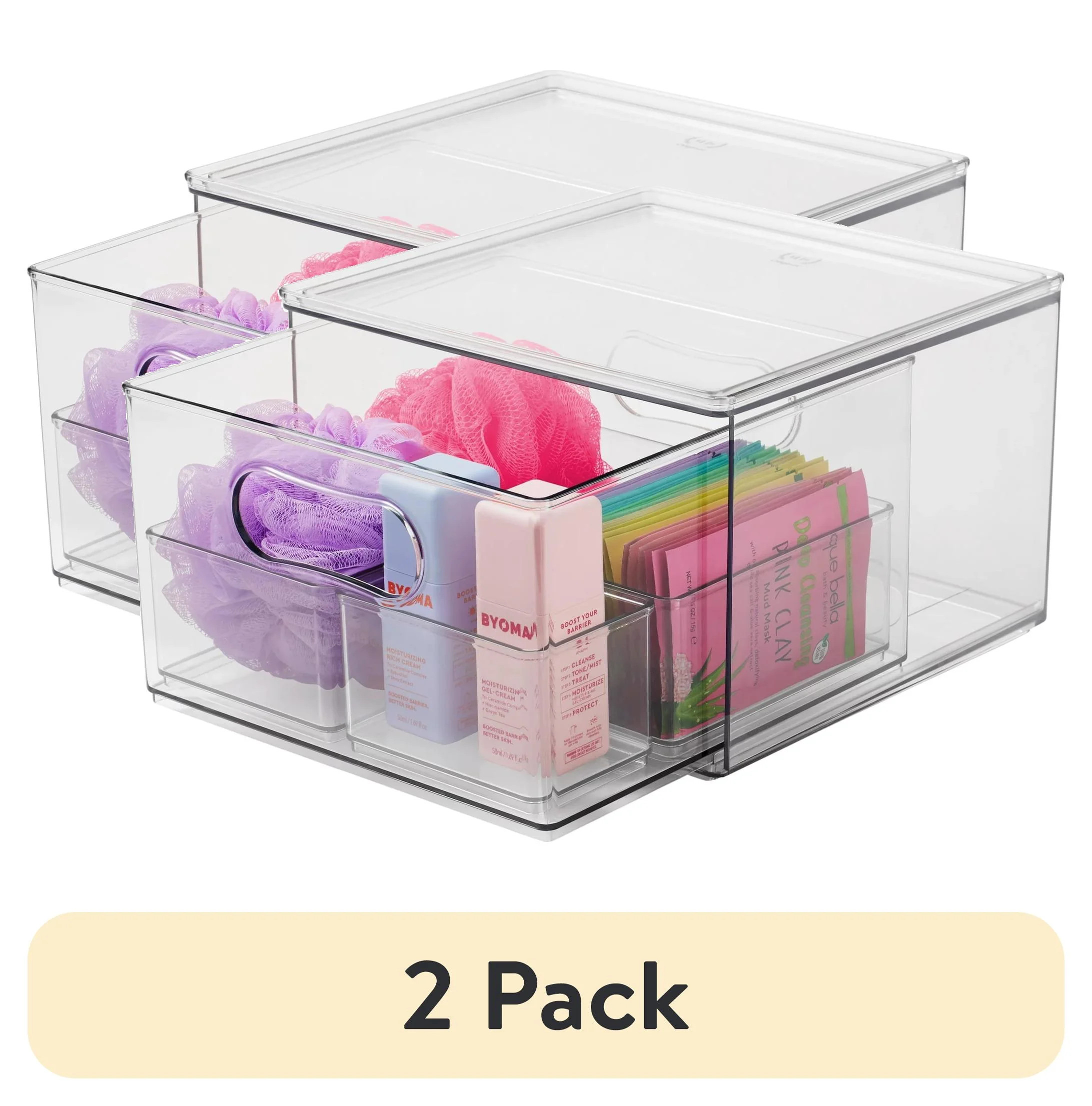 (2 pack) The Home Edit 4 Piece Bath Storage Edit Clear Plastic Modular Storage System 10.63" x 7.... | Walmart (US)