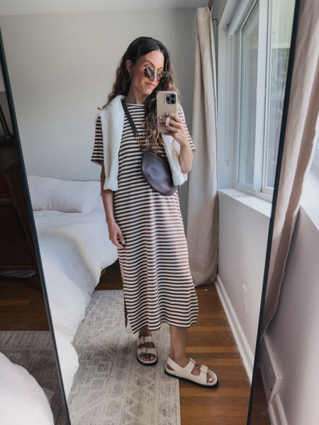 Daily Look 6.5

ABLE dress, XS, fits TTS, currently 30% off. Quince cardigan, XS, fits TTS. Frēda Salvador sandals, fit TTS, code STITCHANDSALT15 for 15% off your first purchase. Quince sunglasses. Abby Alley bag. Mila coin necklace from Sheena Marshall Jewelry, STITCHANDSALT for $10 off. Makena hoops from Sela Designs, ASHLEYROHR10 for 10% off  

#LTKOver40 #LTKFindsUnder100