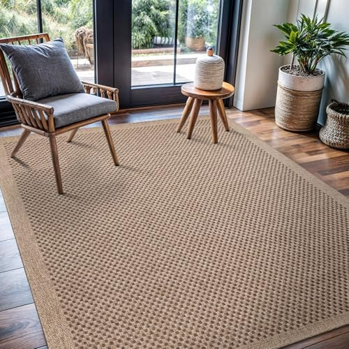 CAMILSON Easy Jute Rug 4x6, Indoor Outdoor Natural Color Fiber Area Rugs for Living Room Patio an... | Amazon (US)