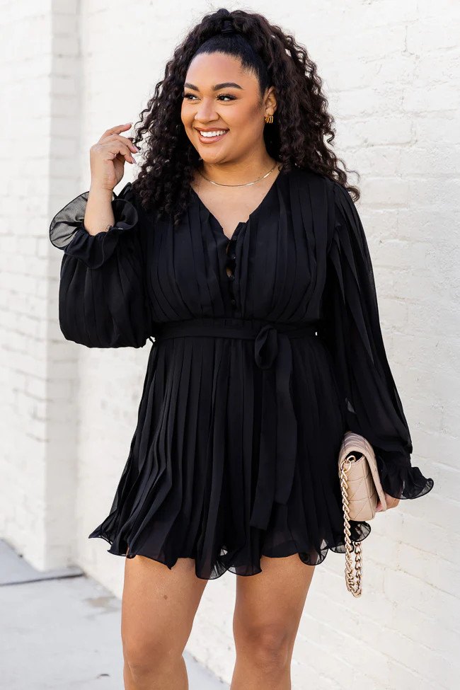 Pretty On Point Black Pleated Romper | Pink Lily