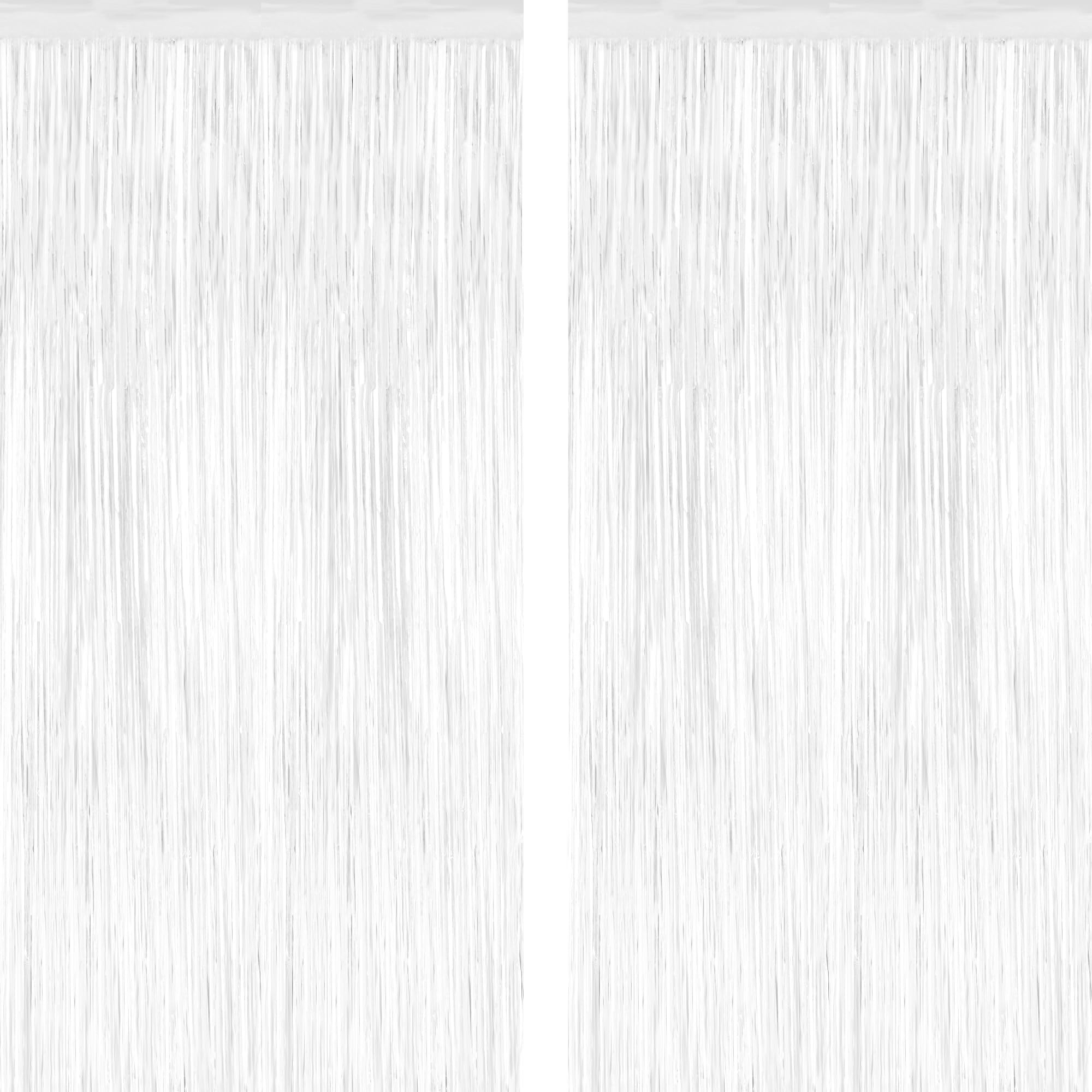 2 Pack Tinsel Backdrop, 3.28 x 7.05 Feet White Party Decorations, Metallic Foil Fringe Curtains S... | Amazon (US)