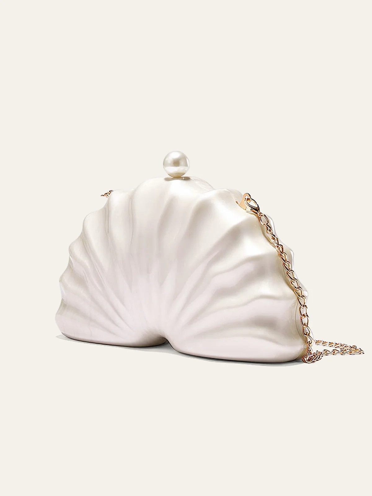 Acrylic Shell Bag with Gold Chain Strap | Commense